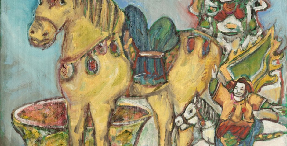 Pferd mit Vase<br>(40x40cm)